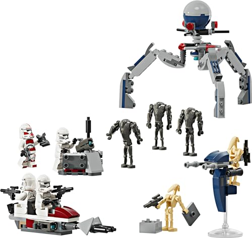 LEGO Star Wars 75372 Clone Trooper & Battle Droid Battle Pack, inkl. 4 Minifiguren, 5 Droiden und Speeder Bike mit Shooter - Bauspielzeug für Jungen und Mädchen ab 7 Jahren 10
