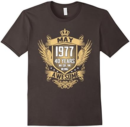 Men's May 1977 - 40 Years of Being Awesome T-shirt 2XL Asphalt