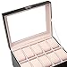 CO-Z Black Leather Display Box Jewelry Box Lockable Watch Case (20 Compartments, Watch Jewelry Display)
