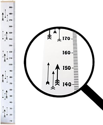 Uniwish Baby Growth Chart Wall Decals Hanging Height Ruler Wood Frame Fabric Canvas with Arrow Sign, Baby or Nursery Room Decorations for Kids Girls and Boys 79"x7.9"