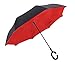 Suprella Reverse Umbrella - Inverted Umbrella - Upside Down Umbrella with Stand Alone Feature - Inside Out Umbrella with Aluminum Shaft (Red)
