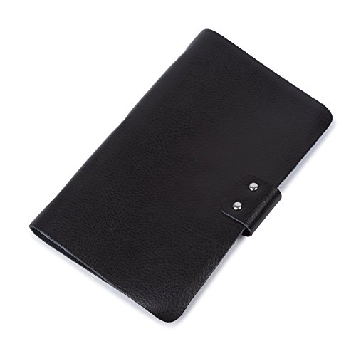 Genuine Leather Credit Card Holder Business ID Card Case Wallet Style 96 Box Name Card Holder Book with Button Black