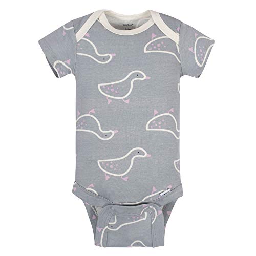 Grow By Gerber Baby Girls 5pack Shortsleeve Onesies Bodysuits Footie, Grey/Pink/Ivory, 36