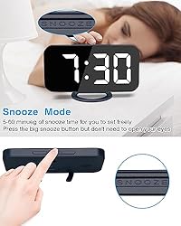 Digital Alarm Clock, Large Mirrored LED
