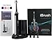 Electric Rechargeable iBrush (black) - Sonic Wave Electric Rechargeable Toothbrush with UV Sanitizer, 3 Extra Brush Heads and Built In Brushing Timer with Multiple Brush Settings