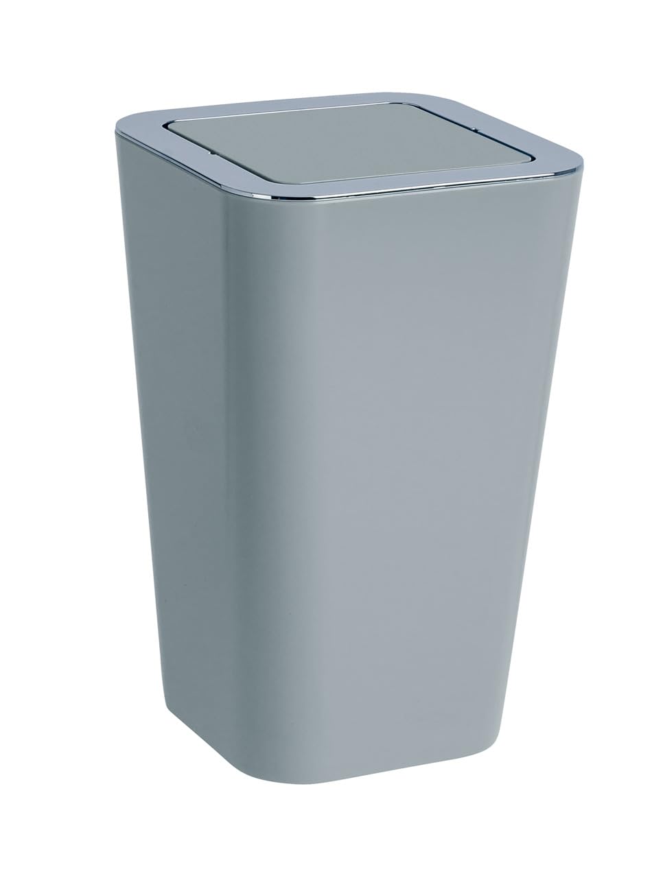 WENKO Candy Swing Cover Bin, PS, Grey, 18 x 18 x 28.5 cm