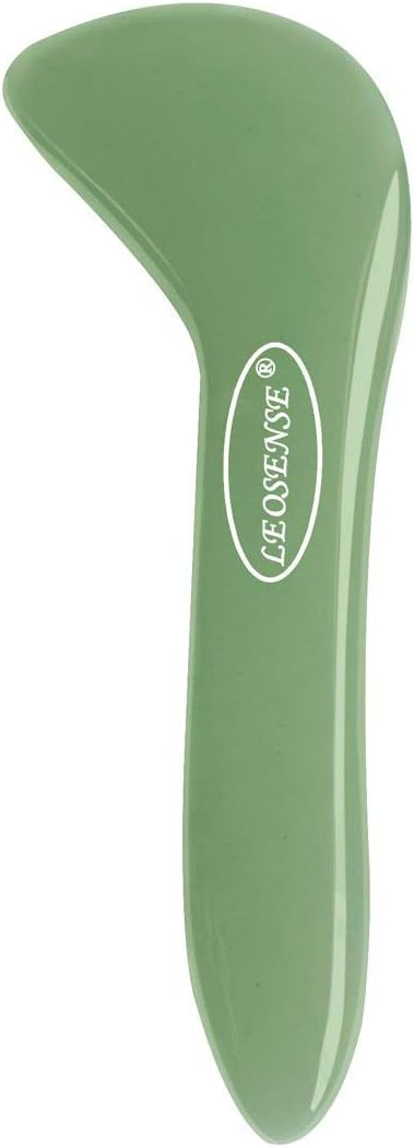 Jade Gua Sha Scraping Massage Tool | 100% Natural Hand Made Great GuaSha Board for ASTYM, Myofascial Release | Reduce Muscles Soreness, Relax Joints, Trigger Point Massage (L)