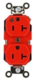 Leviton 8300-R 20-Amp, 125-Volt, Extra Heavy Duty Hospital Grade, Duplex Receptacle, Straight Blade, Self Grounding, Red