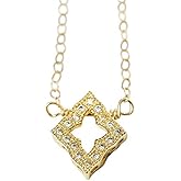 Designed By Stacey Handmade Dainty CZ Gold Plated Pendant Necklace, 14K Gold-Filled Chain, Everyday Jewelry, Elegant Gifts for Women, Mother's Day, Birthday, Anniversary, 16 to 18" Adjustable Length