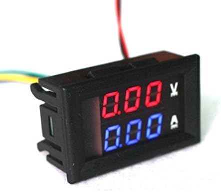 0.28''LED DC0-100V 10A Digital voltmeter Ammeter 2in1 Multimeter 12V/24V Voltage Amperage Meter Volt Amp Gauge Panel with Red/Blue Dual Color Display and Build-in Shunt