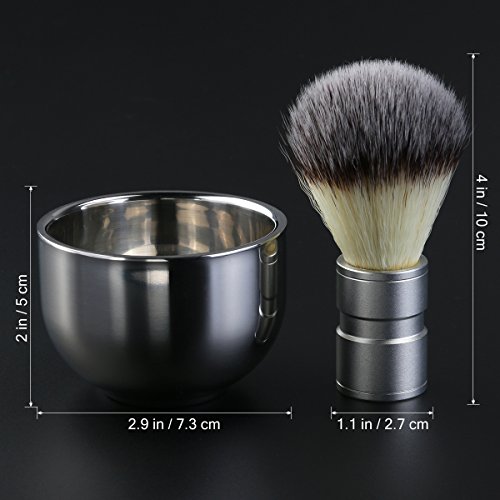 Shaving Brush with Double Layer Stainless Steel Shave Bowl Mug