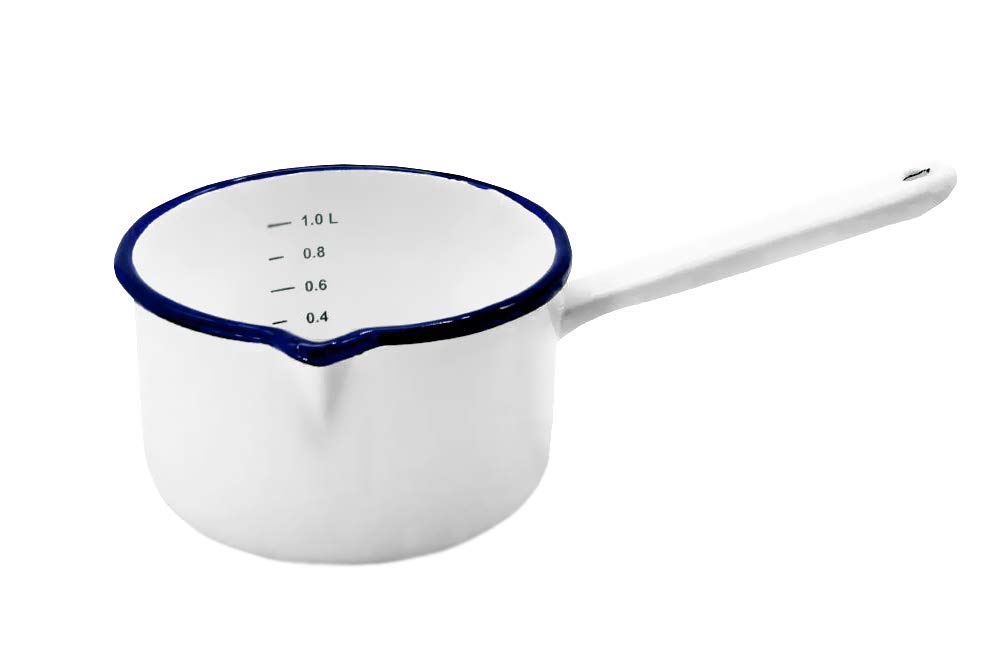 KRÜGER 417/14HU Husum Saucepan, Enamel, White