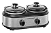 Chefman Double Slow Cooker & Buffet Server with 2 Removable 1.25 Qt. Oval Crocks, Pot Inserts Individually Heat Controlled, Stainless Steel
