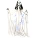 Halloween Haunters 5 Foot Standing Old White and Blue Witch with Purple Blue Evil LED Light-Up Eyes and Body Prop Decoration - Scary Wicked Face - Huge Haunted House Graveyard Entryway Display