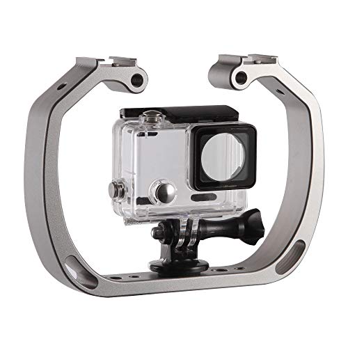 Foto4easy Aluminum Alloy Double Heads Hot Shoe Fill Light Handled Bracket for Gopro Xiaoyi Sports Camera