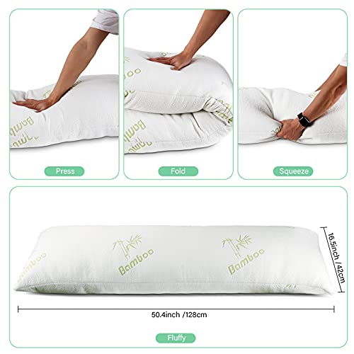 Full Body Pillow, Adjustable Soft Bamboo Body Pillows for Adults