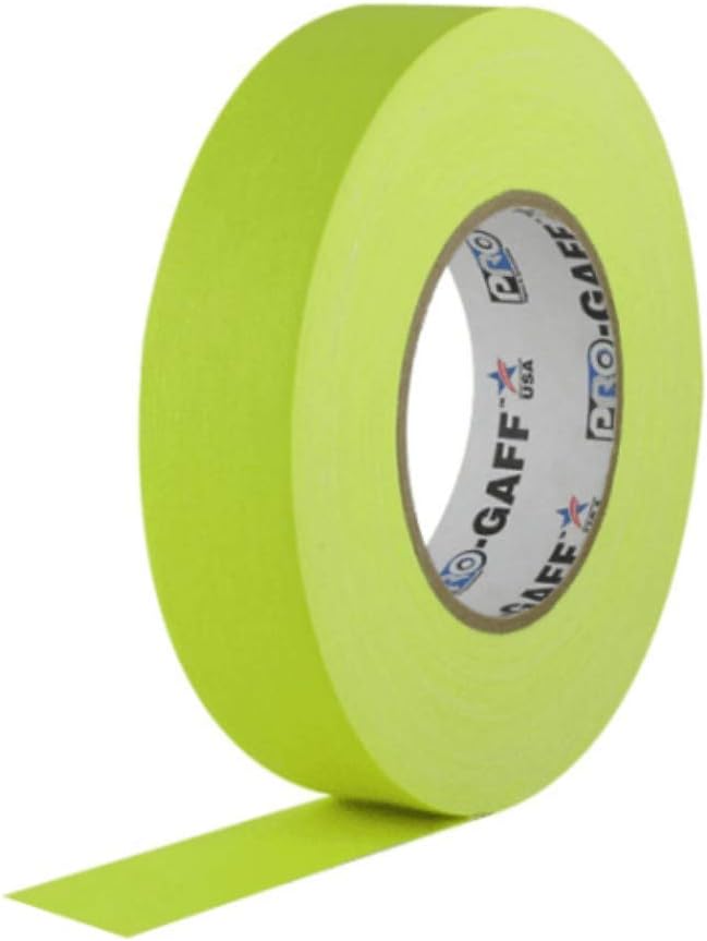 Pro Gaff RS127YE24X25 Fluorescent Matt Cloth Tape 24 mm x 25 yd Yellow
