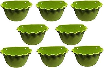 Greenport 8 Pcs Plain Color Plastic Hanging Planter Flower Pot for Home and Garden Indoor Plant (Multicolor)