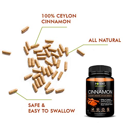 image for Potent Organics 100% Ceylon Cinnamon – Pure Extract 1200mg - 60 Easy