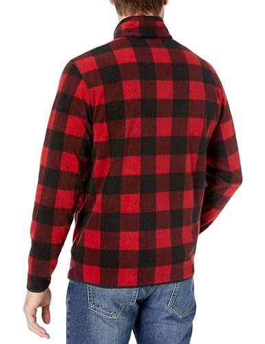 AMAZON ESSENTIALS MEN’S QUARTER-ZIP POLAR FLEECE JACKET – DISCONTINUED COLORS, BLACK RED BUFFALO CHECK, X-SMALL