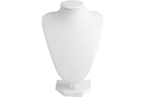 Necklace Display Stand Jewelry Bust, Faux Leather Necklace Earring Holder Mannequin for Home Dresser Store Display, White Jew