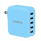 Lumsing Quick Charge 2.0 Multi-Port USB Wall Charger,5 Port Wall Charging Hub for SmartPhones-Blue