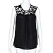 Flank Women Summer Sleeveless Lace Splice Chiffon Vest Tank Tops (S, Black)