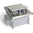 Lew Electric OB-1-SP-6PORT Outdoor Pop Up Floor Box with Empty 6-Port Keystone Plate, Stainless Steel Top, Push Button Open