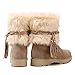 Susanny Women's Winter Fashion Warm Short Booties Casual Outdoor Suede Flat Heel Waterproof Faux Fur Beige Snow Boots 7 B (M) US