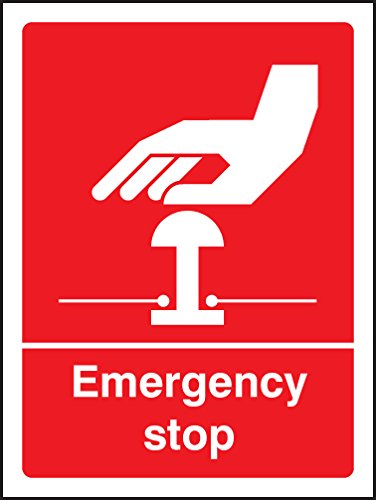 Caledonia Signs 86005E Sign, Emergency Stop, White/Red