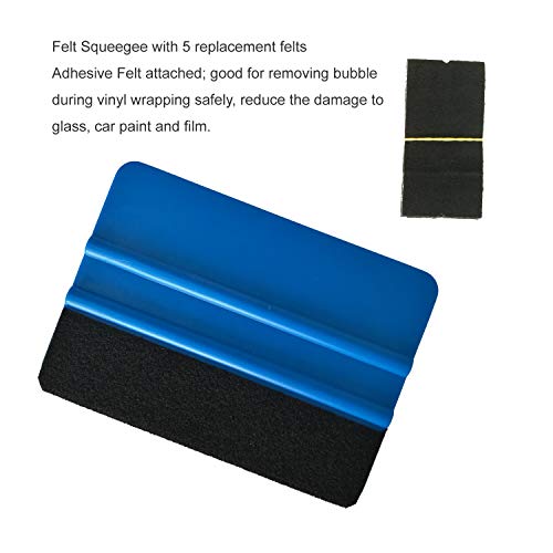 Window Film Complete Kit, Felt Squeegee and Vinyl Cutter Tool Set for Window Tint, Vehicle Vinyl Wrapping and Wallpapers, 6 Pieces