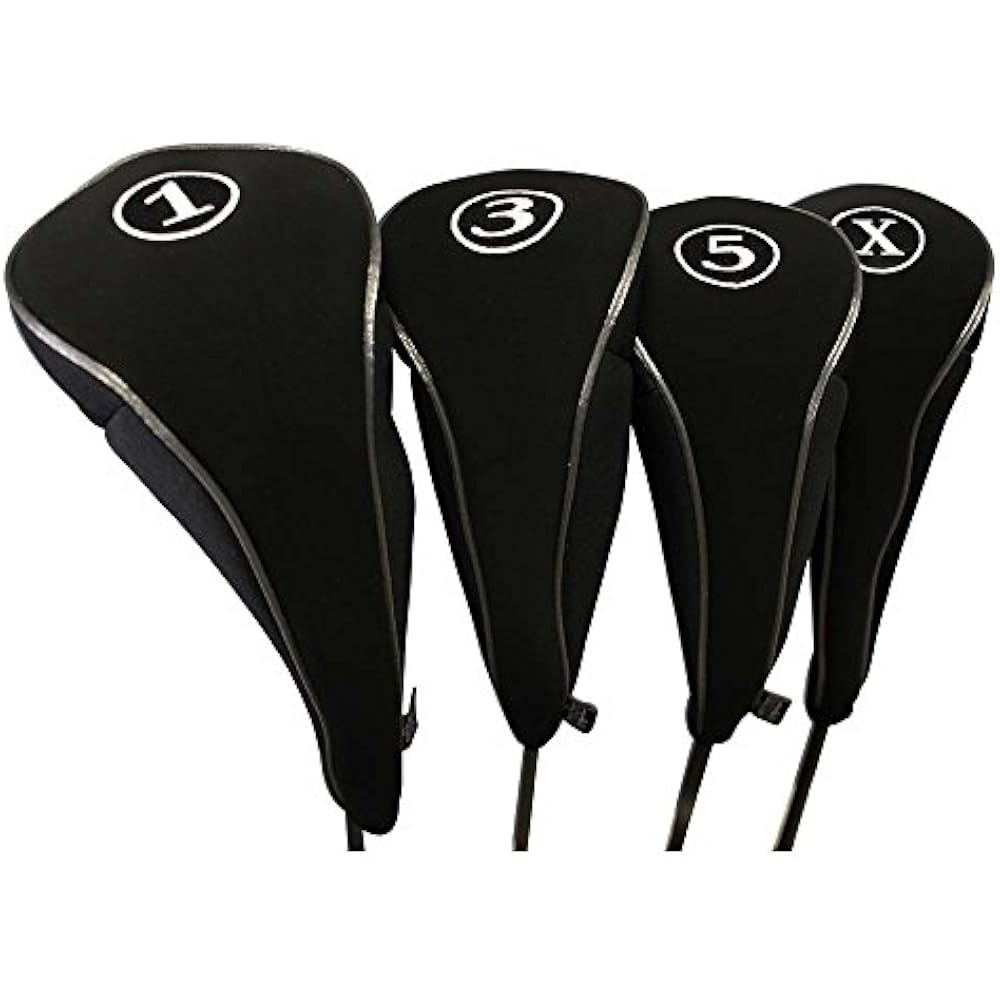 Black Golf Zipper Head Covers Driver 1 3 5 X Fairway Woods Headcovers