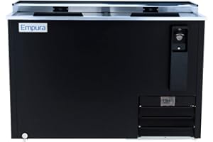 Empura 49" Horizontal Bottle Cooler | Flat Top Insulated Commercial Refrigerator for Bar Craft Beer Soda | 216 12-Oz Bottle Capacity | 49.4”W x 27”D x 35”H, Stainless Steel Top, Black, 115v, NSF