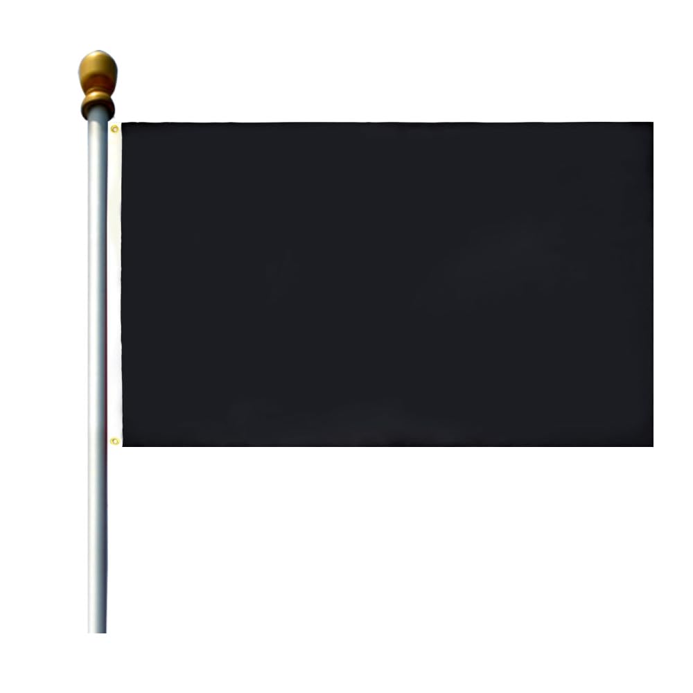 5ft x 3ft Black Flags and Banners 90 * 150cm with Two Brass Grommets Vivid Color Plain Black Flags for Festival Party Sport Events Gardens Bar Indoor and Outdoor Decoration