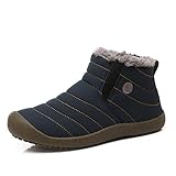 JINSHI Mens Waterproof Ankle Winter Warm Snow Boots with Fur