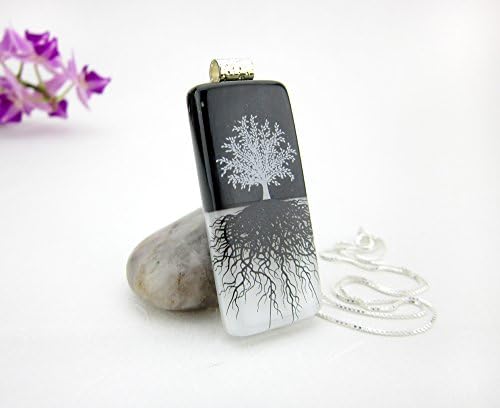 Tree of Life Jewelry, Tree of Life Pendant, Glass Pendant With Chain, Woman's Necklace, Dichroic Fused Glass Pendant, Pendant Slide, Woman's Gift, Bridesmaid Gifts, Women's Jewelry, Glass Charm