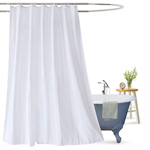 Aoohome White Fabric Shower Curtain Liner, Mildew Resistant Bathroom