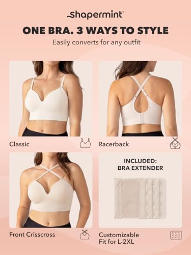 SHAPERMINT Bras for Women - Full Coverage Wireless Bra, Plus Size Support Bra No Underwire, Comfortable Lift Bras