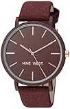 Nine West Women's NW/2066BYRG Burgundy Faux Suede Strap Watch