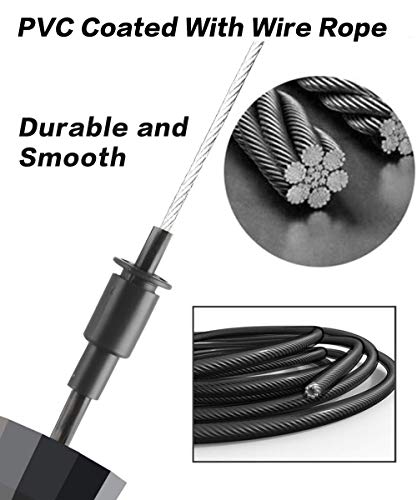 Jump Rope Tangle-Free with Ball Bearings Rapid Speed Skipping Rope Cable, Adjustable Jumping Ropes with 6" Memory Foam Handles for Men, Women and Kids - 2 Pack