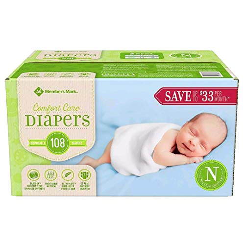 Member’s Mark Comfort Care Baby Diapers, Newborn Up to 10 lbs. (108 ct