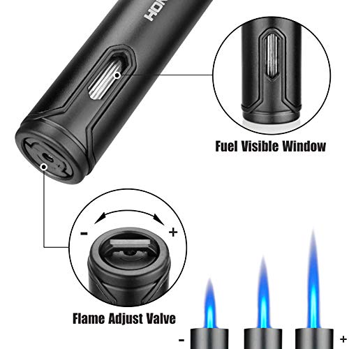 Torch Lighter Butane Lighters with Fuel Level Window, Adjustable Jet Flame for Grill Kitchen BBQ