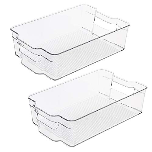 homyfort Stackable Plastic Storage Bins Organizer - 2 Pack, Clear Pantry Organization with Handles for Kitchen, Freezer, Refrigerator, Cabinets XL - Thumbnail 7