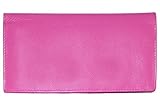 Ili Leather Checkbook Cover with Pen Holder Hot Pink