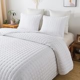 WDCOZY White California Cal King Size Quilt Bedding