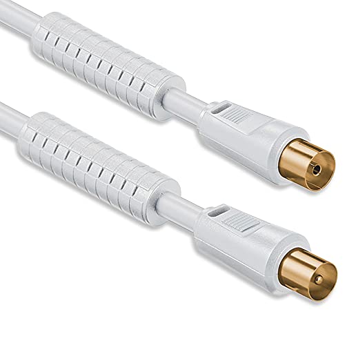 1aTTack Coaxial Connection Cable Antenna Cable Sat Cable F-Connector Coaxial Male to Coaxial Female Double-Shielded / Triple Shielded / Quadruple Shielded / 75 db / 85 db / 100 db / 110 db / 120 db / 125 db Koax weiß St-Ku mit FE gold 85db 7,5 Meter