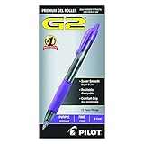 Pilot G2 Retractable Premium Gel Ink Roller Ball Pens Fine Point Purple Ink Dozen Box (31029)