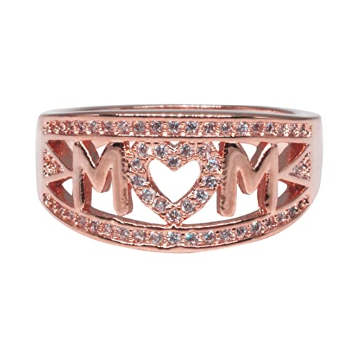 Exquisite Rose Gold Love Heart Shaped Rings Cubic Zirconia Inlaid