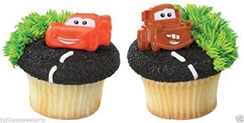 WONTTERFLY 12 COUNT LIGHTNING MCQUEEN MATER CARS CUPCAKE RINGS PARTY FAVORS