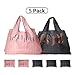 Large Reusable Grocery Bags Foldable Shopping Bags Fashionable Tote Bags Ripstop Waterproof Machine Washable Durable and Lightweight Oxford Fabric Bags (BLACK + PINK, 5)